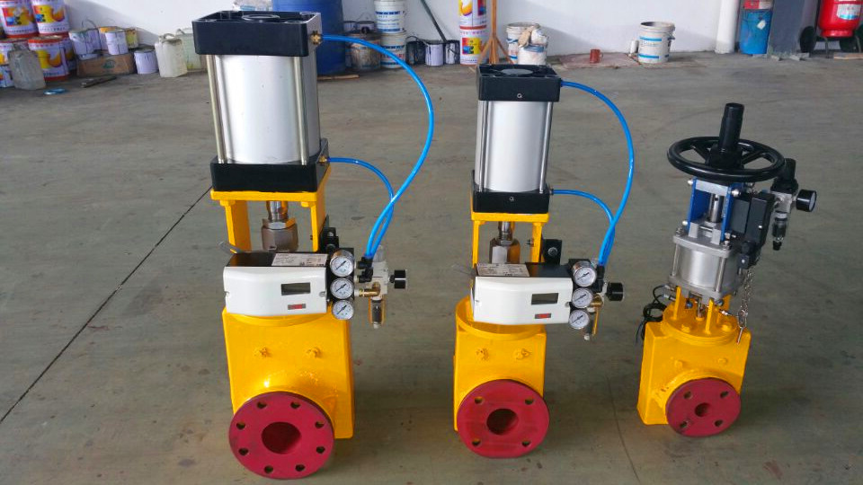 氣動氣缸式管夾閥（定位器/手輪型）